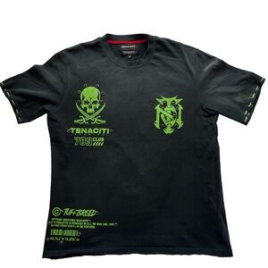 TENACITI Black and Neon Green Skull Graphic Tee